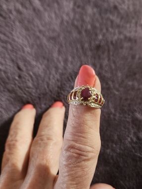 10kt Gold With Rubies And Diamonds Cocktail Ring
